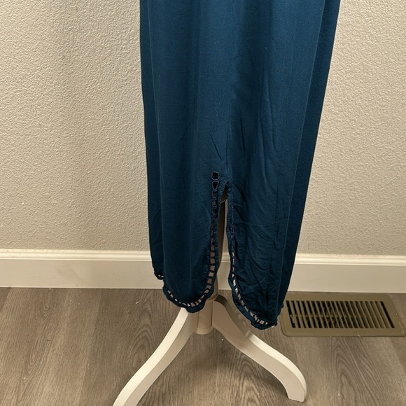 Angels by the Sea Dark Green Boho Summer Spaghetti Strap Embroidered Dress Sz L - Picture 4 of 8